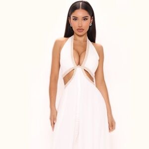 Fashion Nova White Halter Jumpsuit